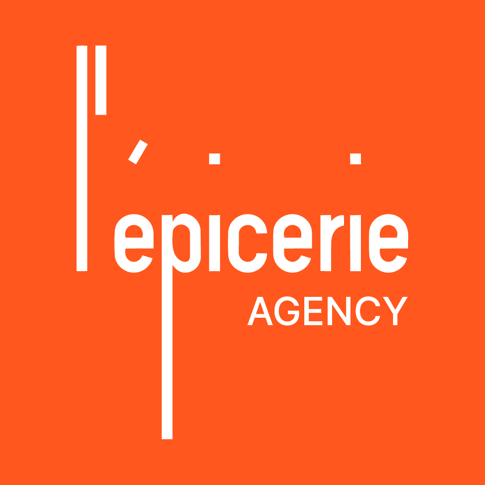 Logo l'Épicerie Agency orange, conseil en communication et influence à Paris